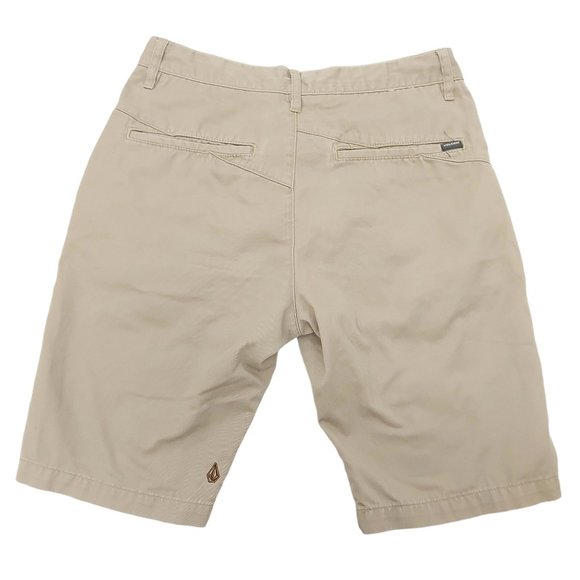Volcom Mens Casual Shorts Size 30 Straight Flat Front Mid Rise Pockets Beige - Picture 2 of 8
